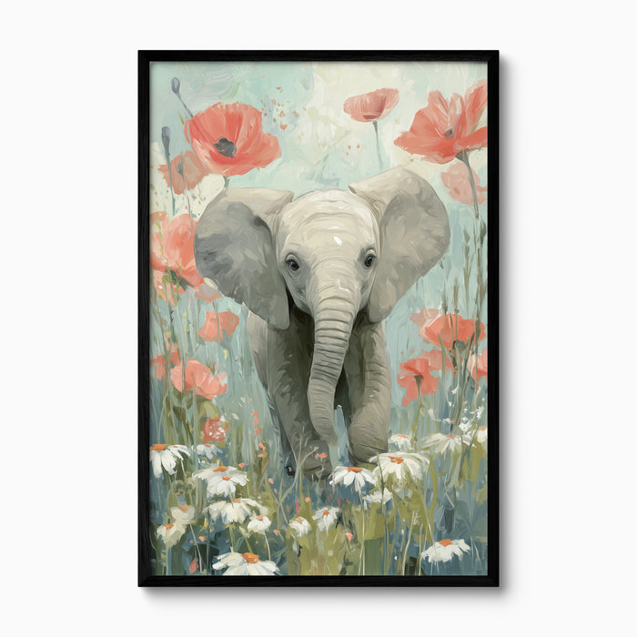 Baby Elephant in Poppies