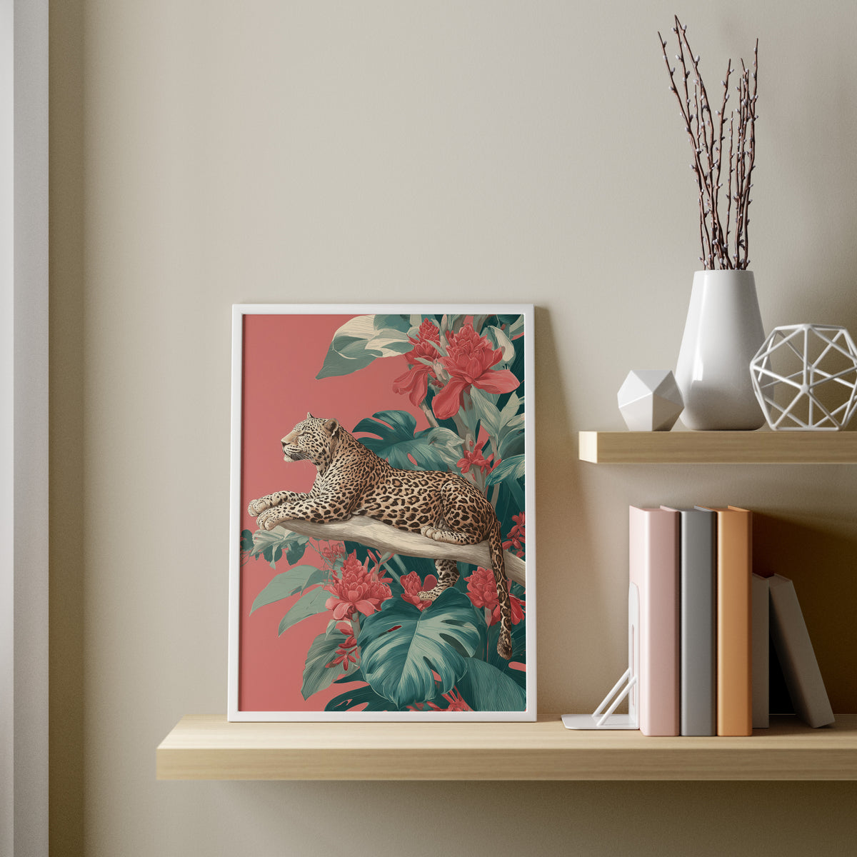 Leopard on Coral Branch