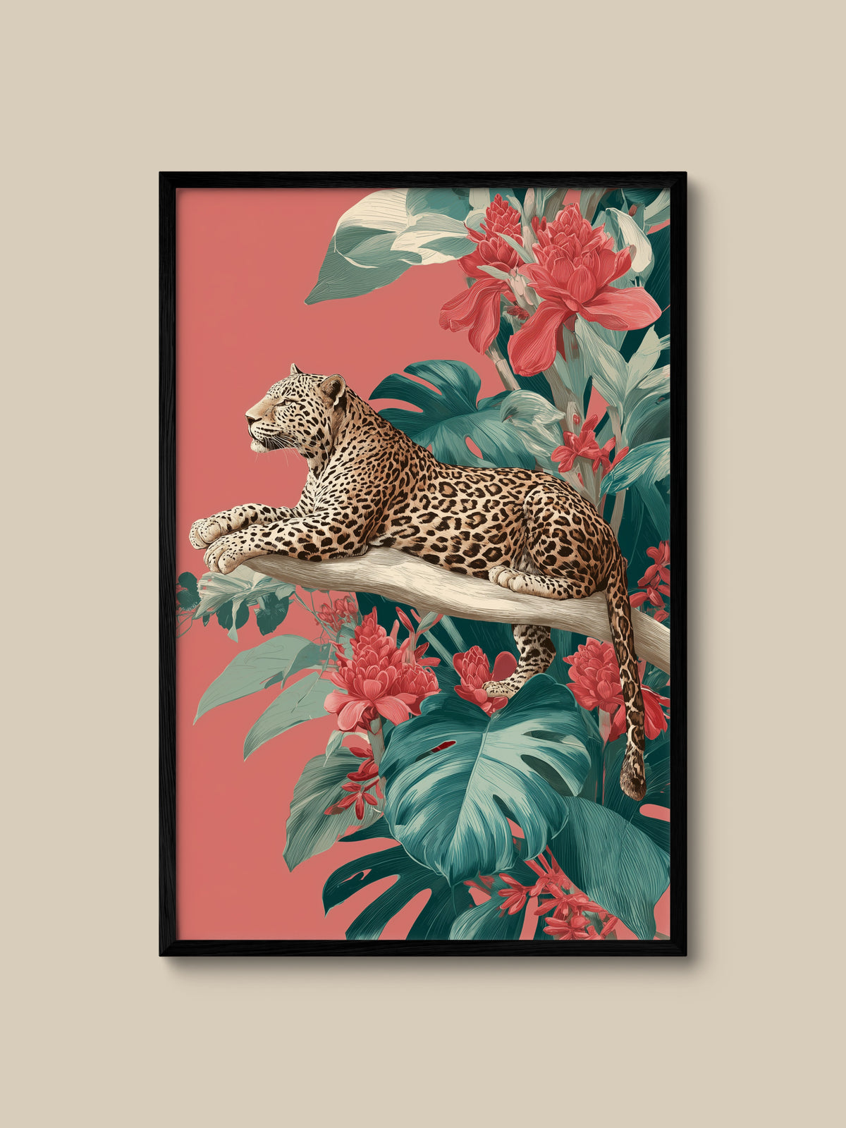 Leopard on Coral Branch