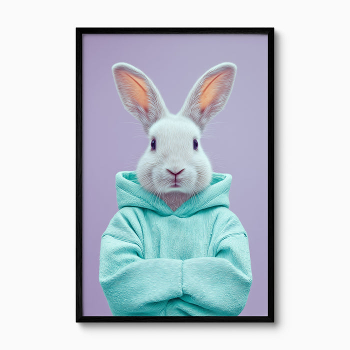 Rabbit in Teal Hoodie