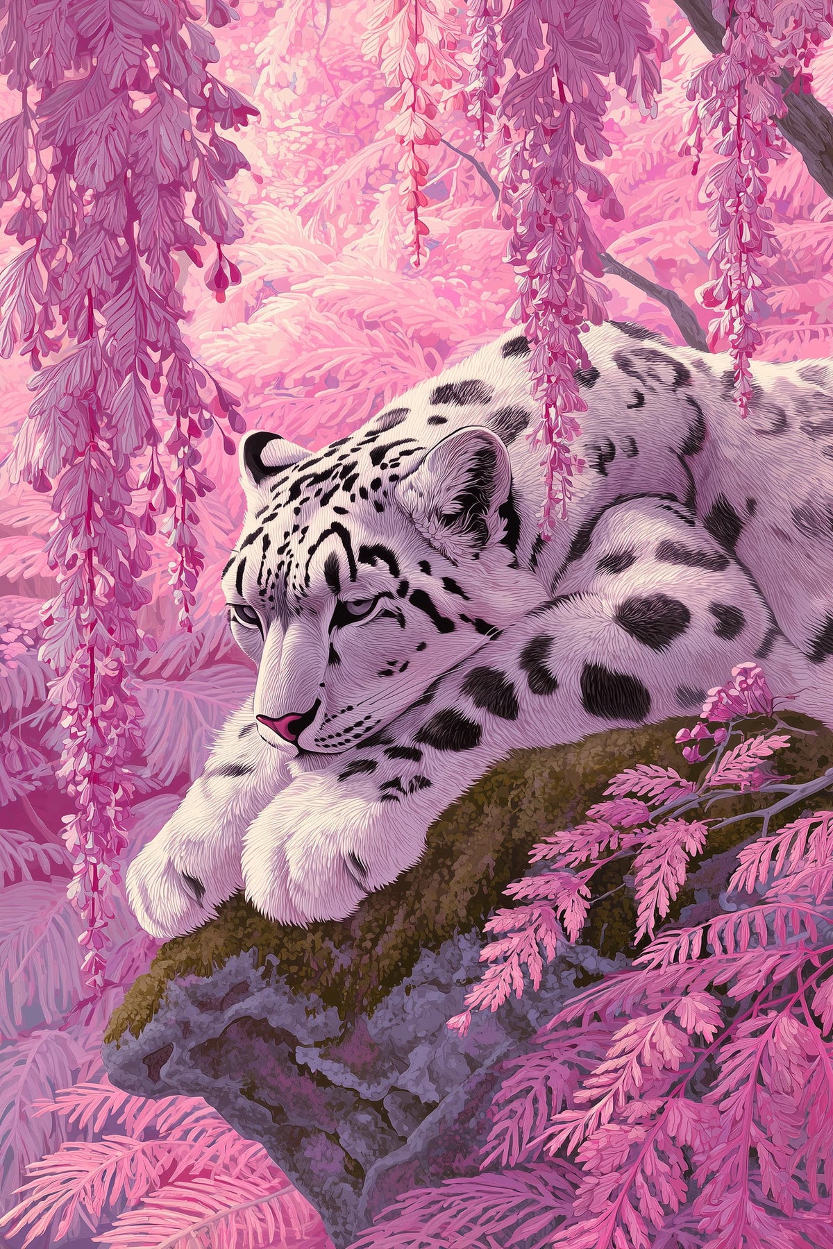 Snow Leopard in Pink