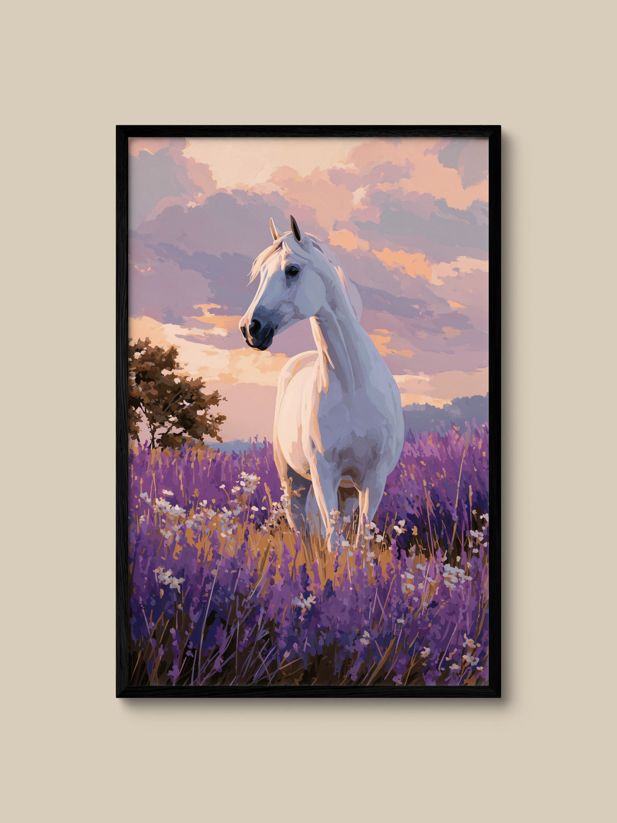 White Stallion in Lavender