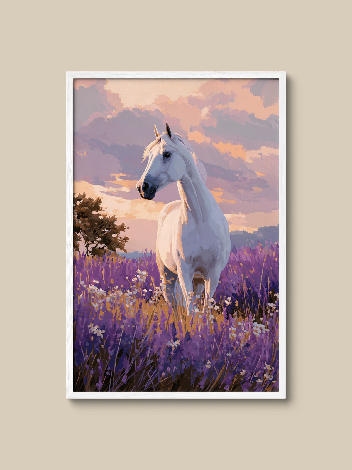 White Stallion in Lavender