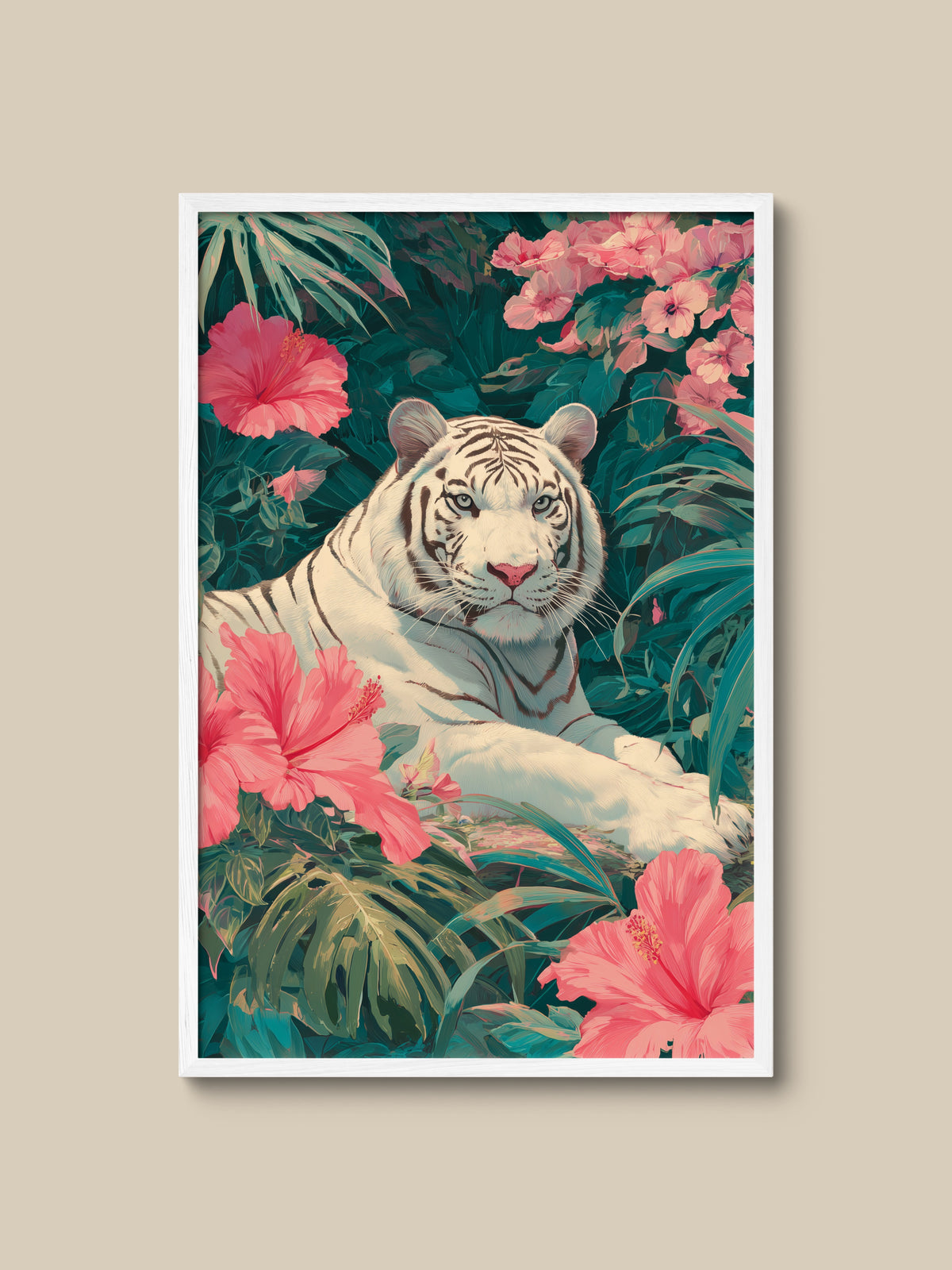 White Tiger in Hibiscus
