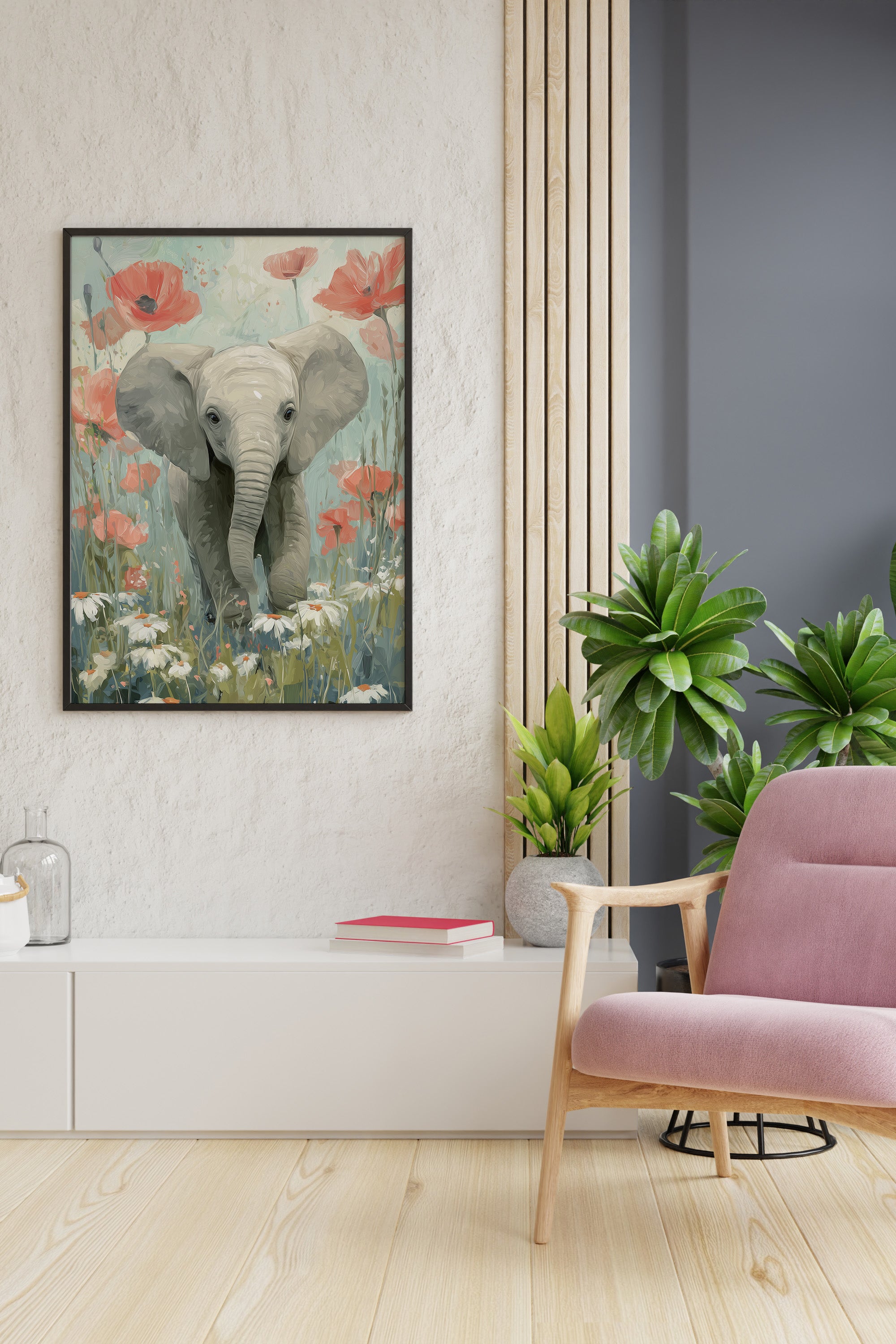 Baby Elephant in Poppies