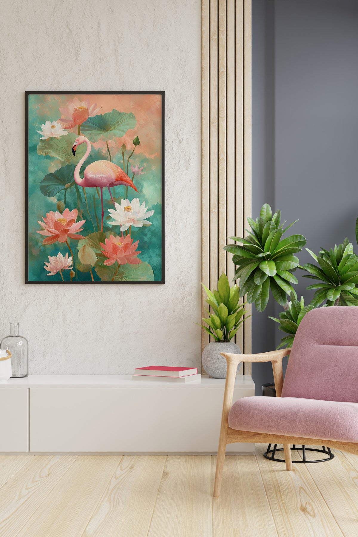 Flamingo in Lotus Garden