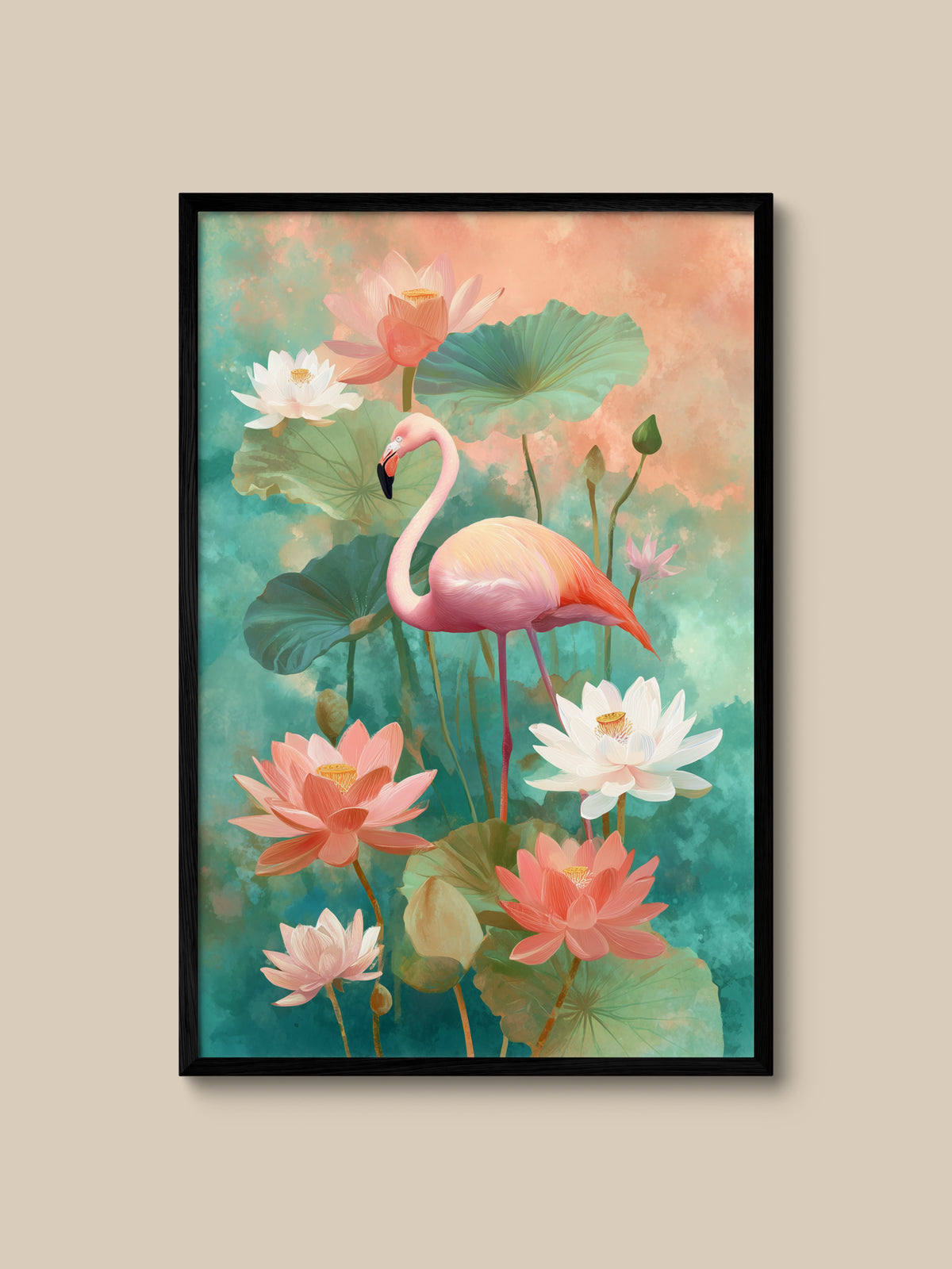 Flamingo in Lotus Garden