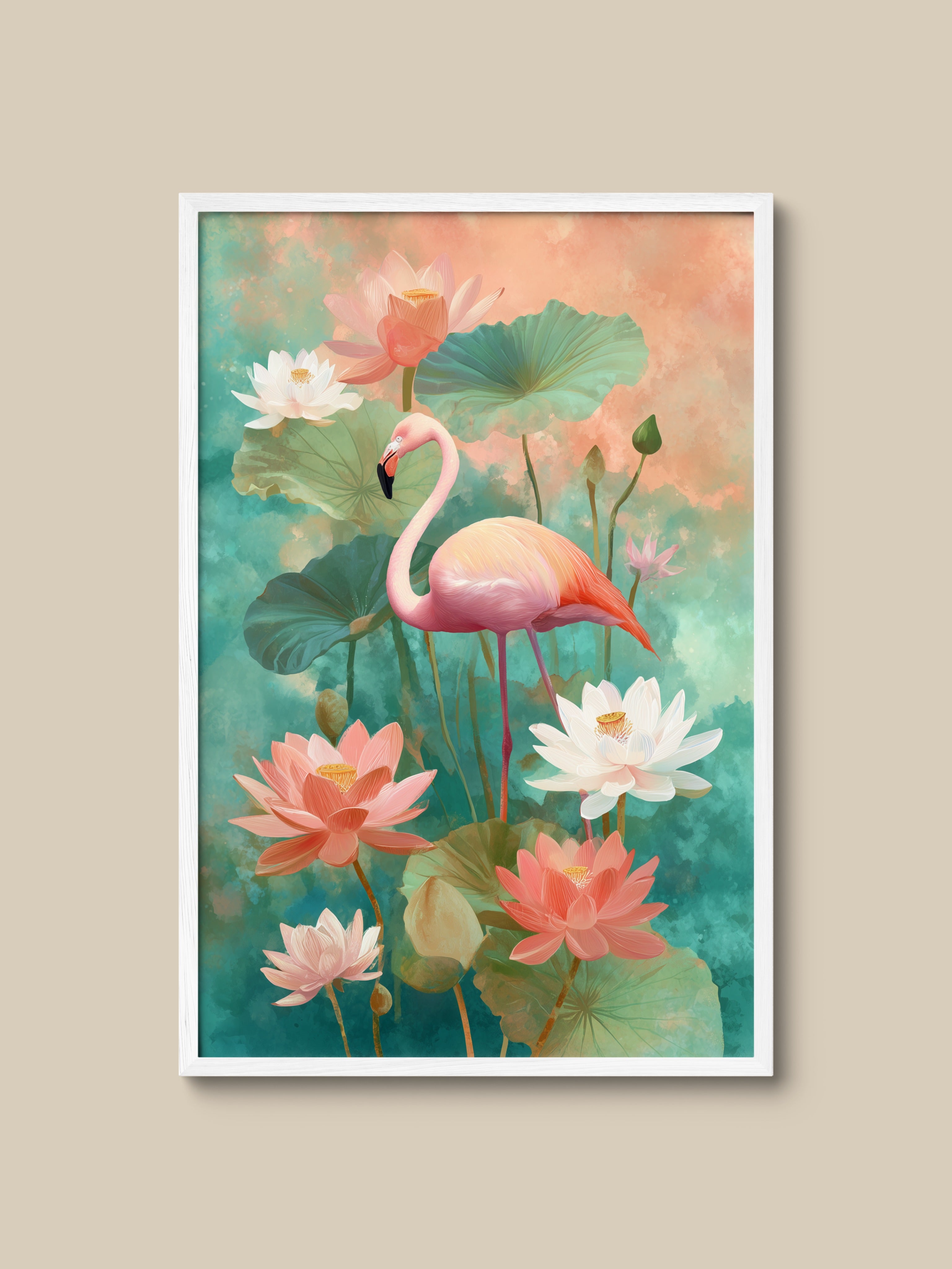 Flamingo in Lotus Garden