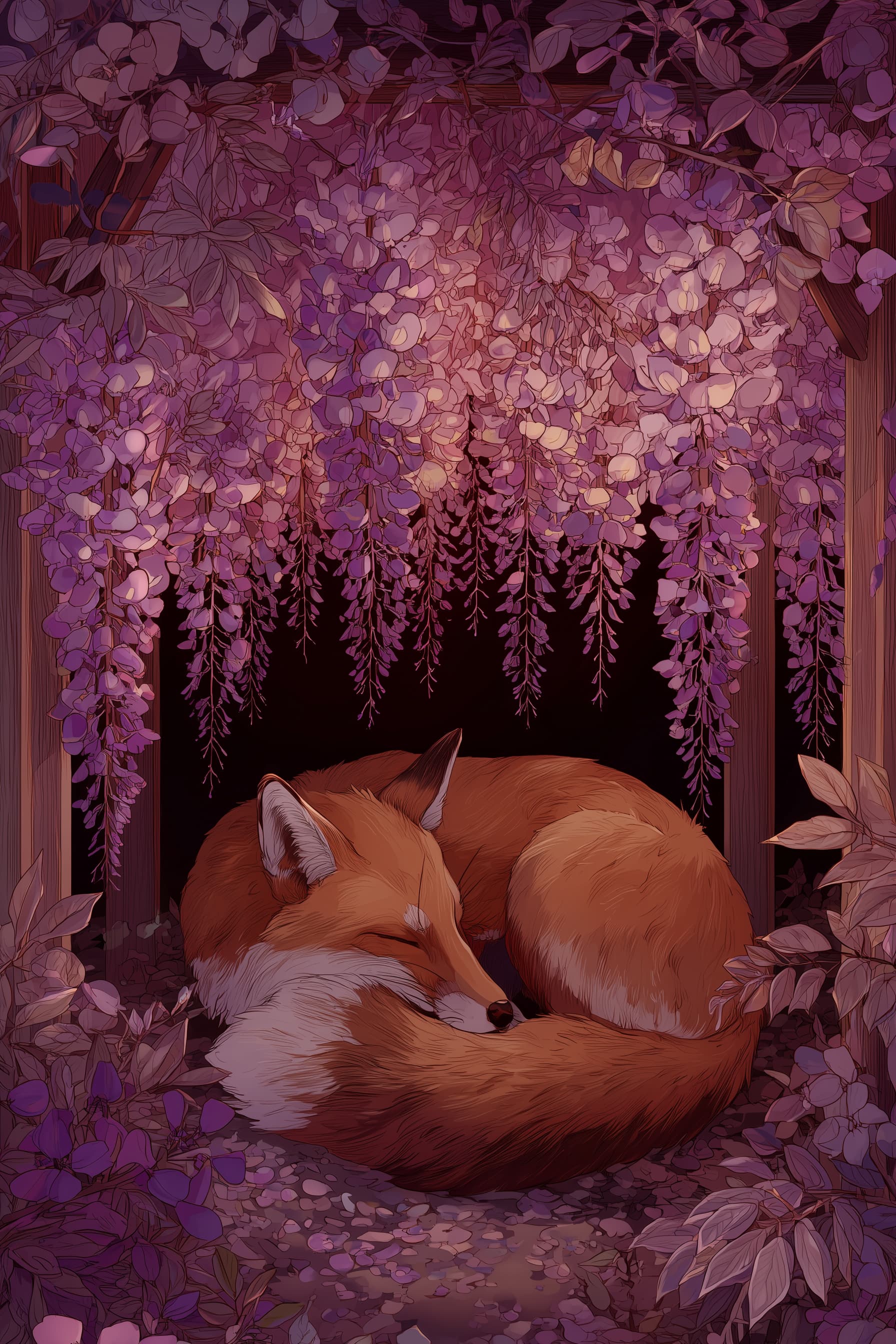 Fox under Wisteria