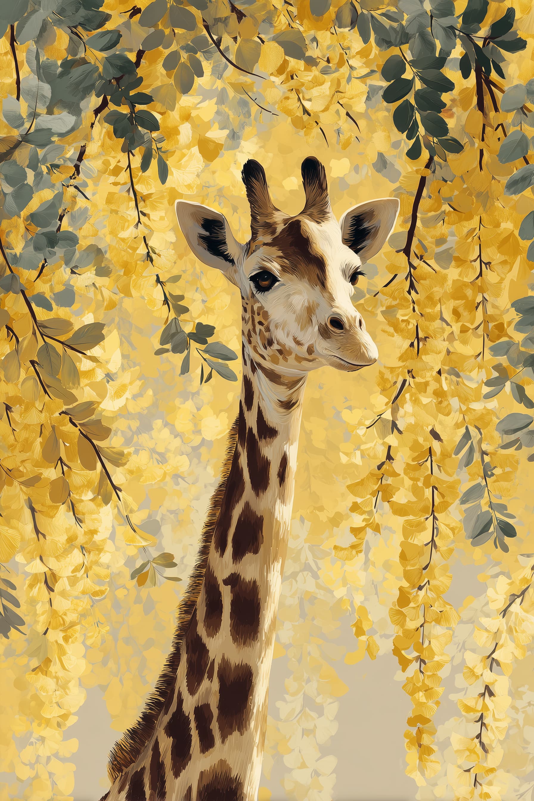 Giraffe in Golden Laburnum