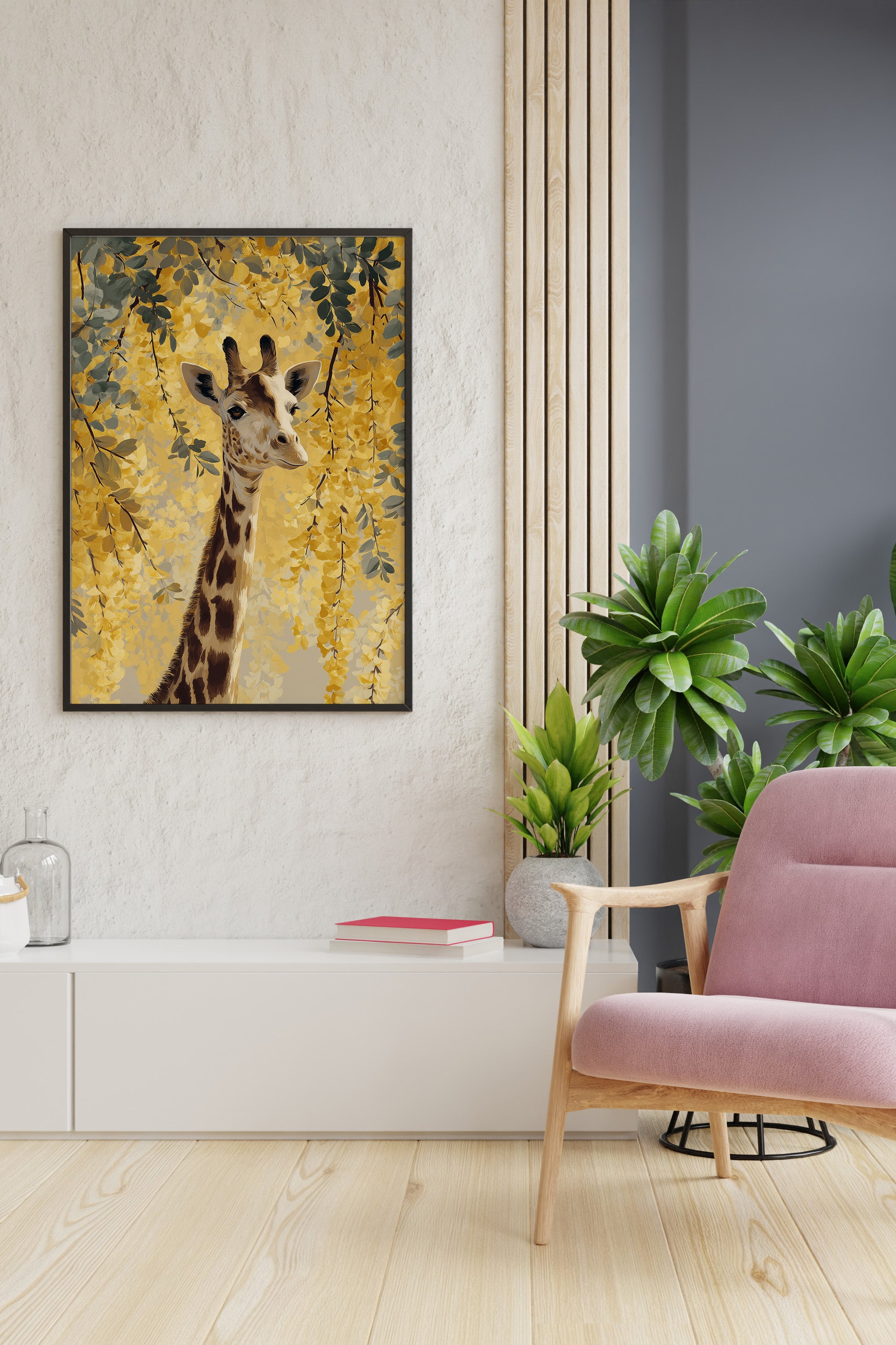 Giraffe in Golden Laburnum