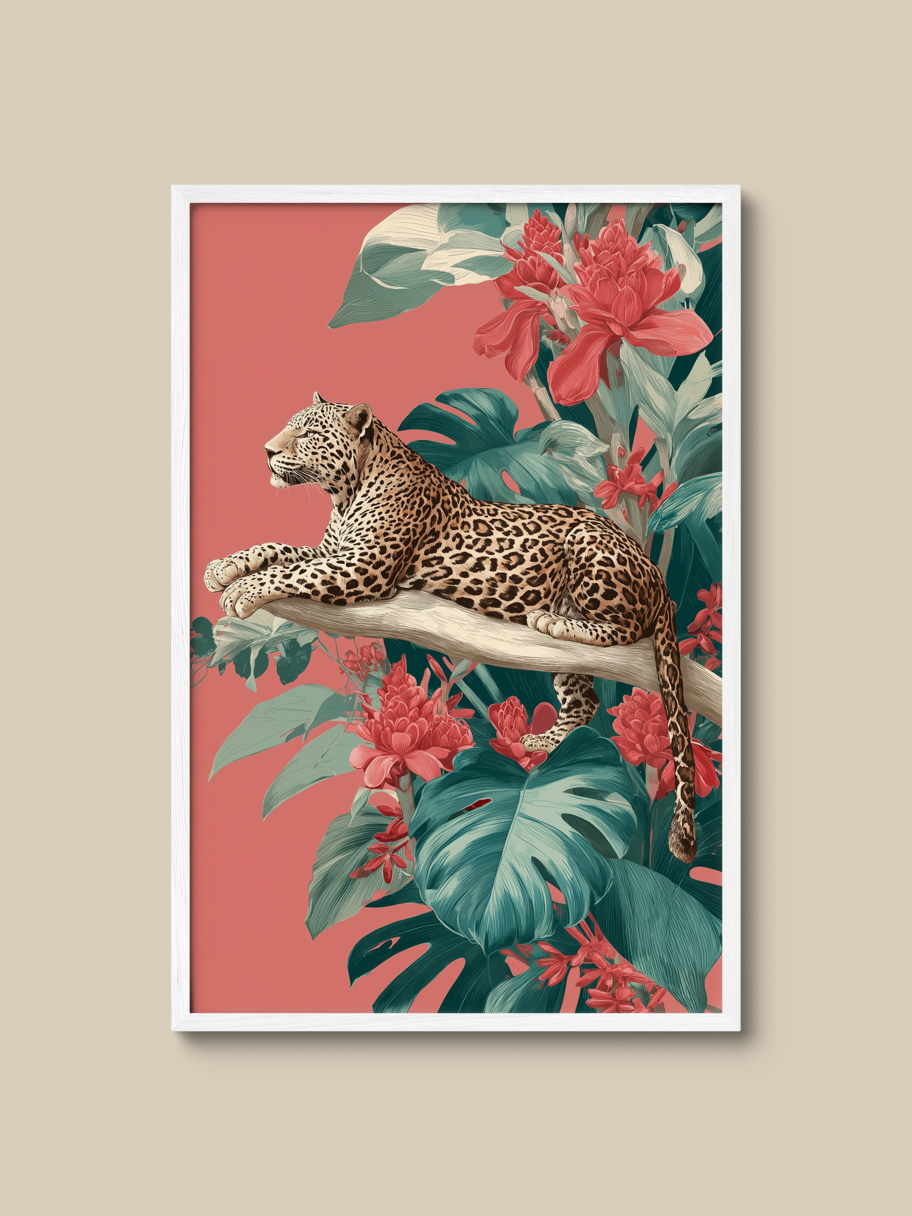 Leopard on Coral Branch