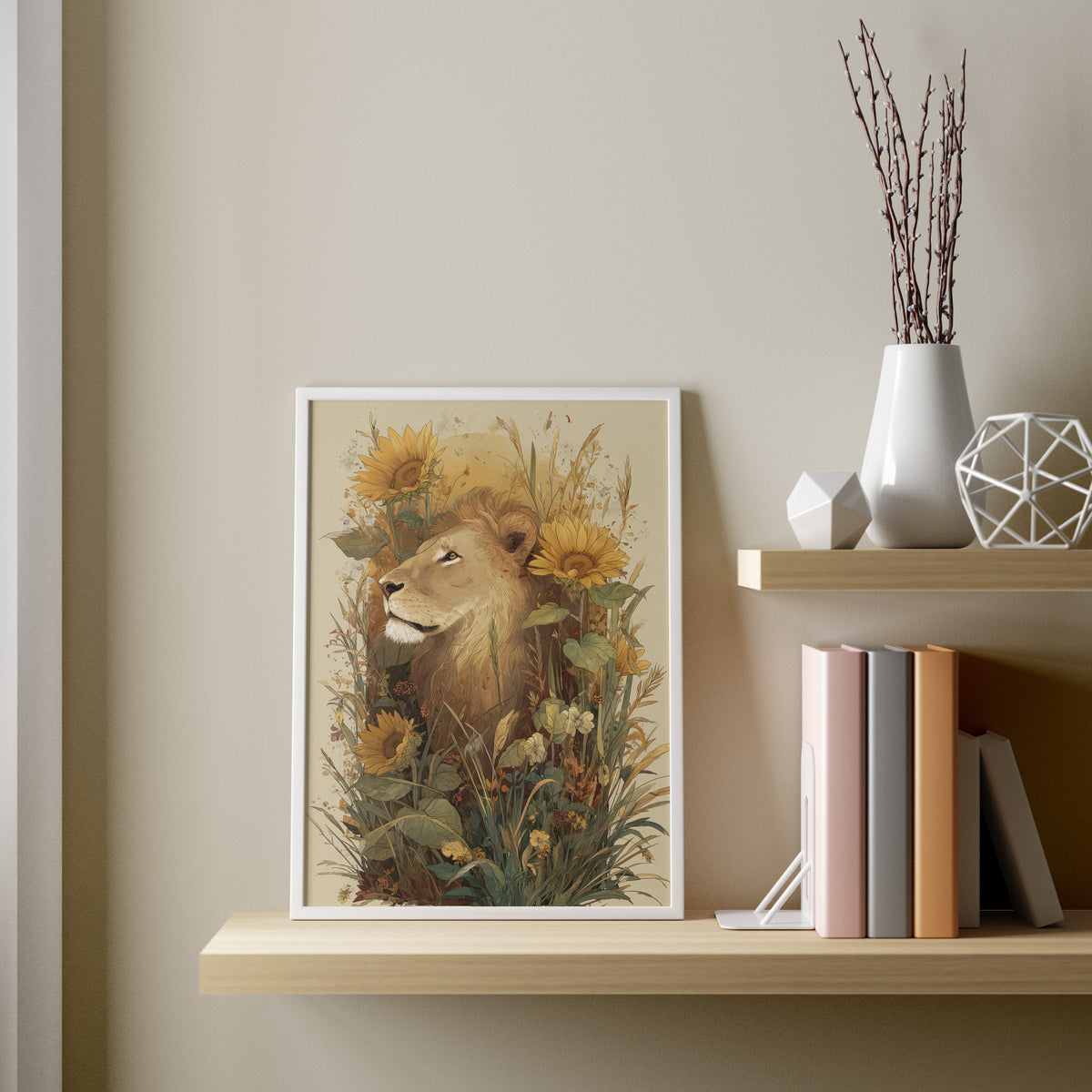 Lion among Sunflowers