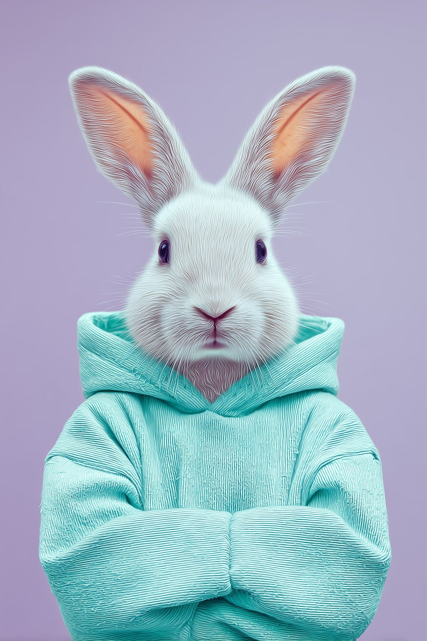 Rabbit in Teal Hoodie