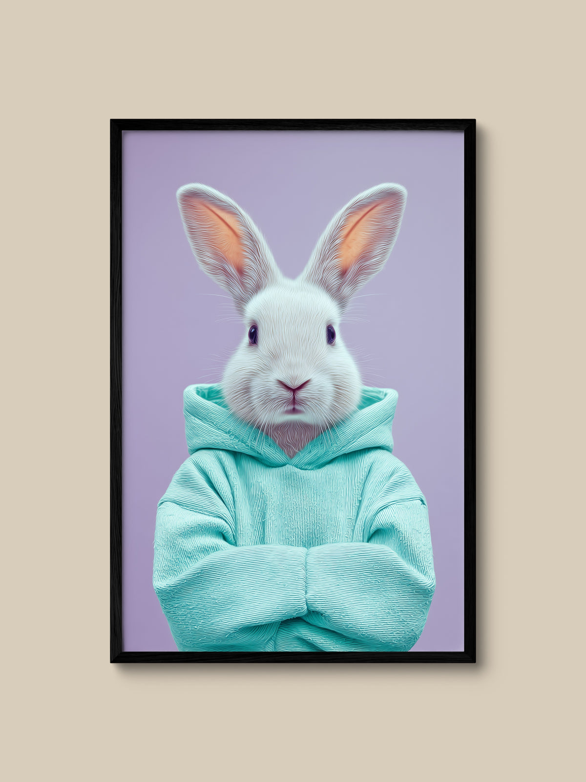 Rabbit in Teal Hoodie