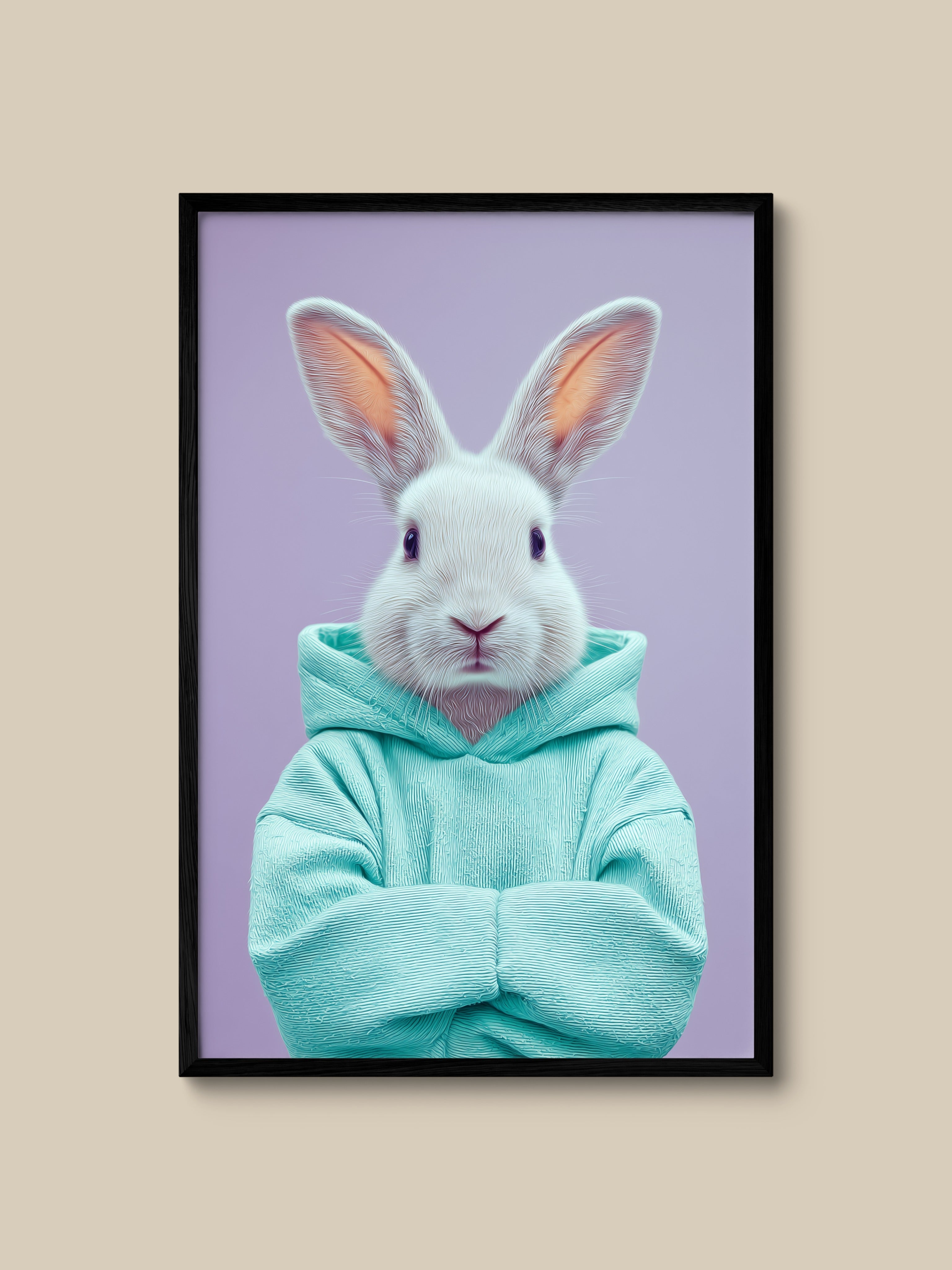 Rabbit in Teal Hoodie