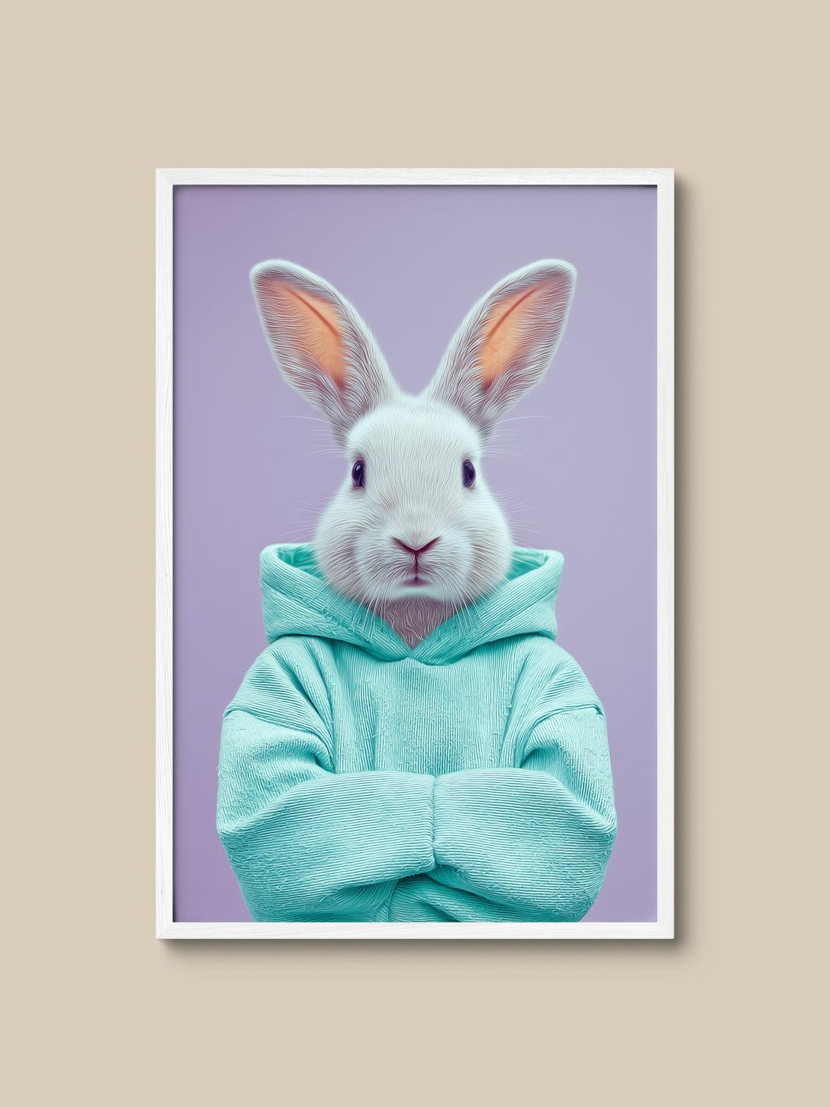 Rabbit in Teal Hoodie