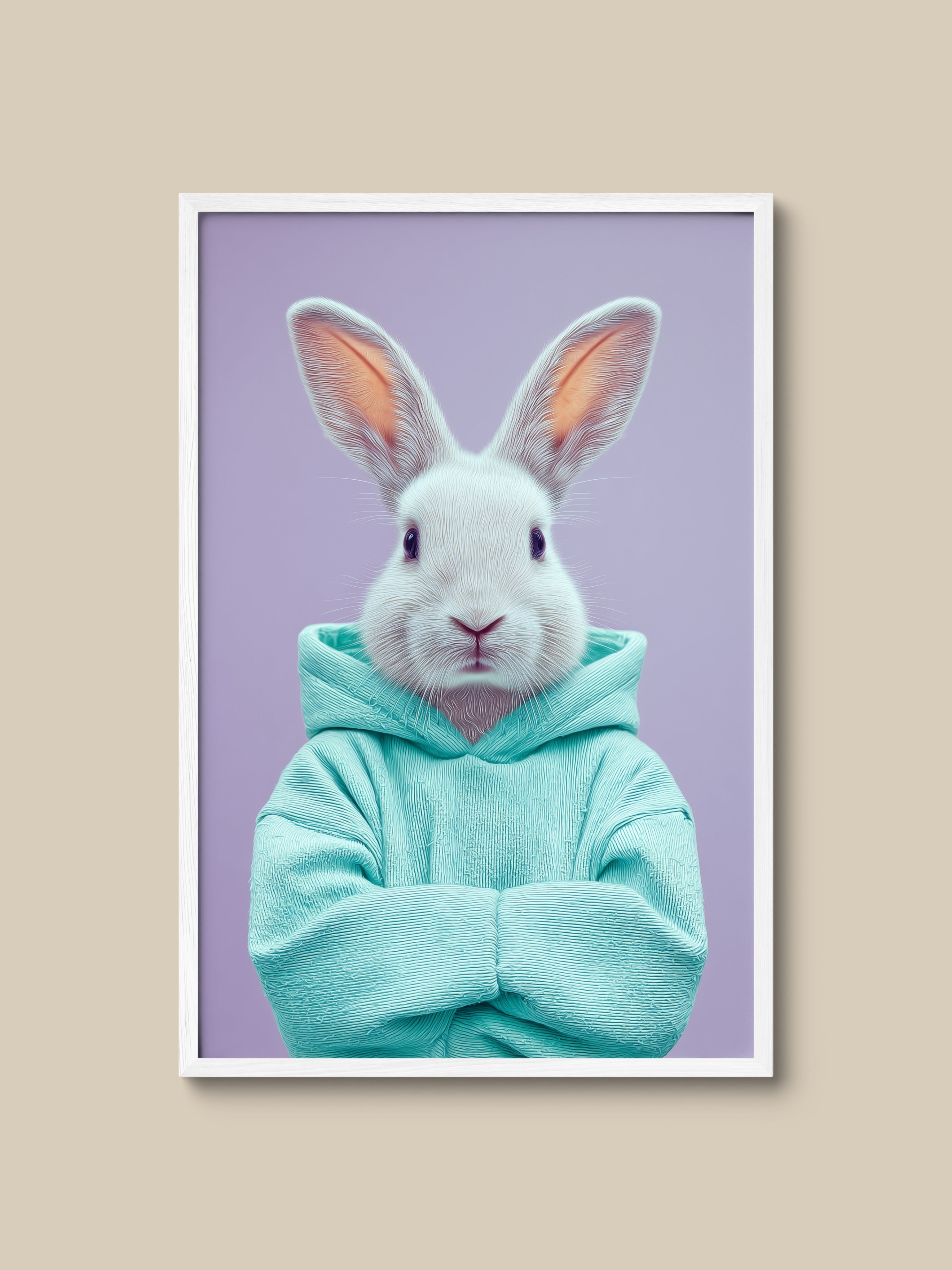 Rabbit in Teal Hoodie