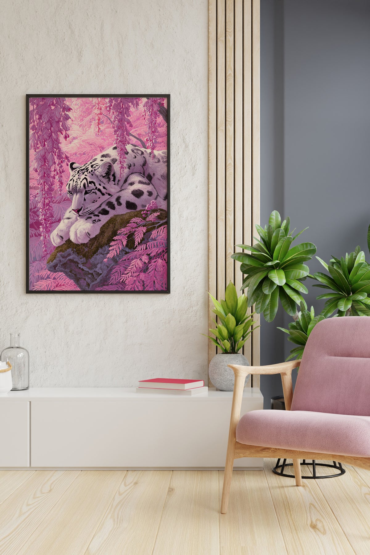 Snow Leopard in Pink