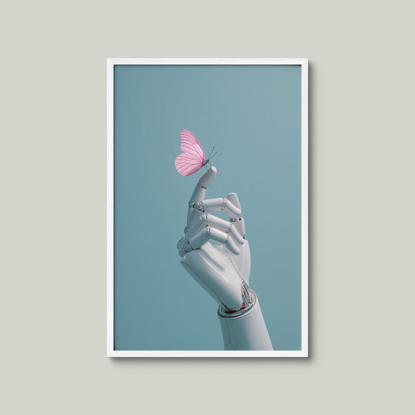 White Hand Pink Butterfly