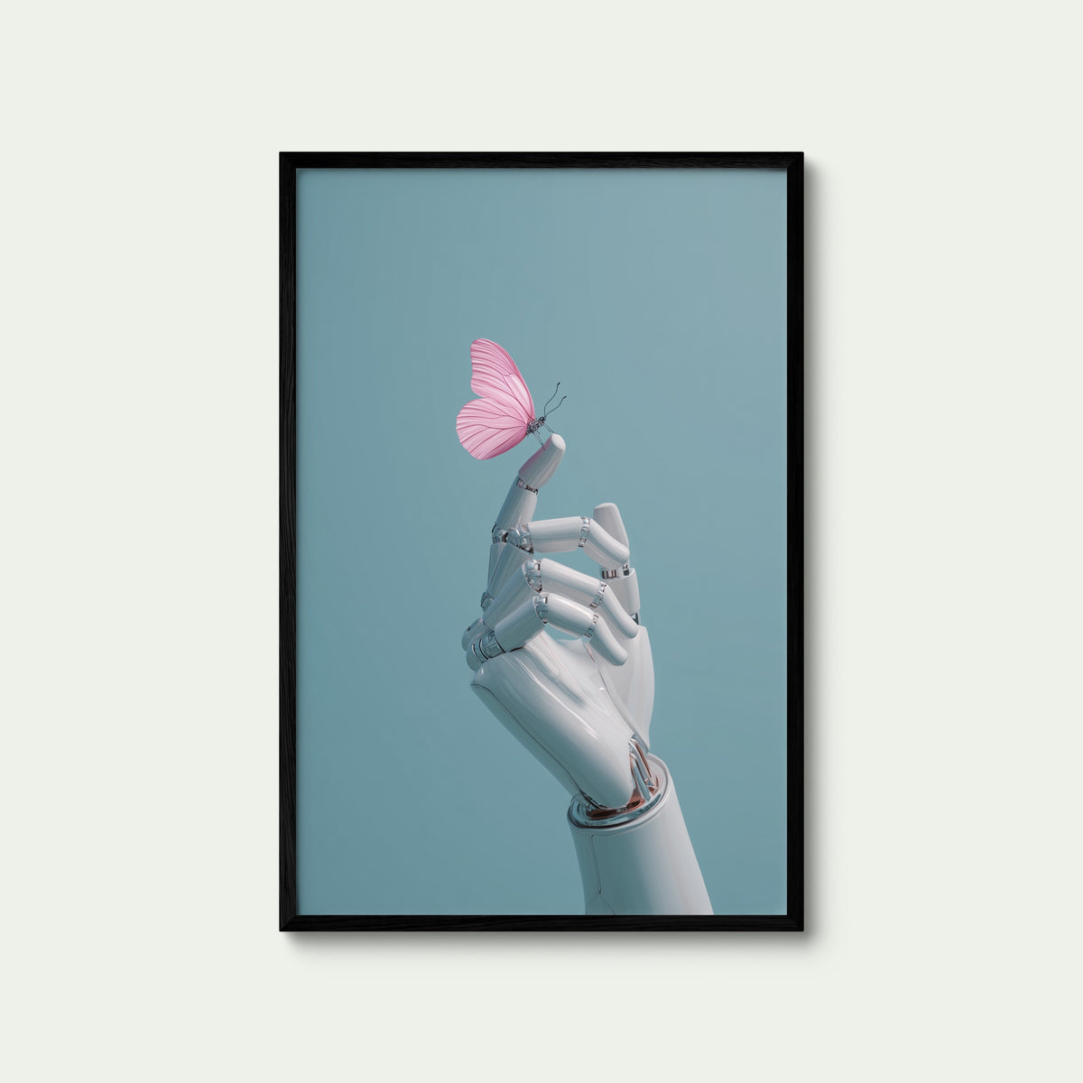 White Hand Pink Butterfly