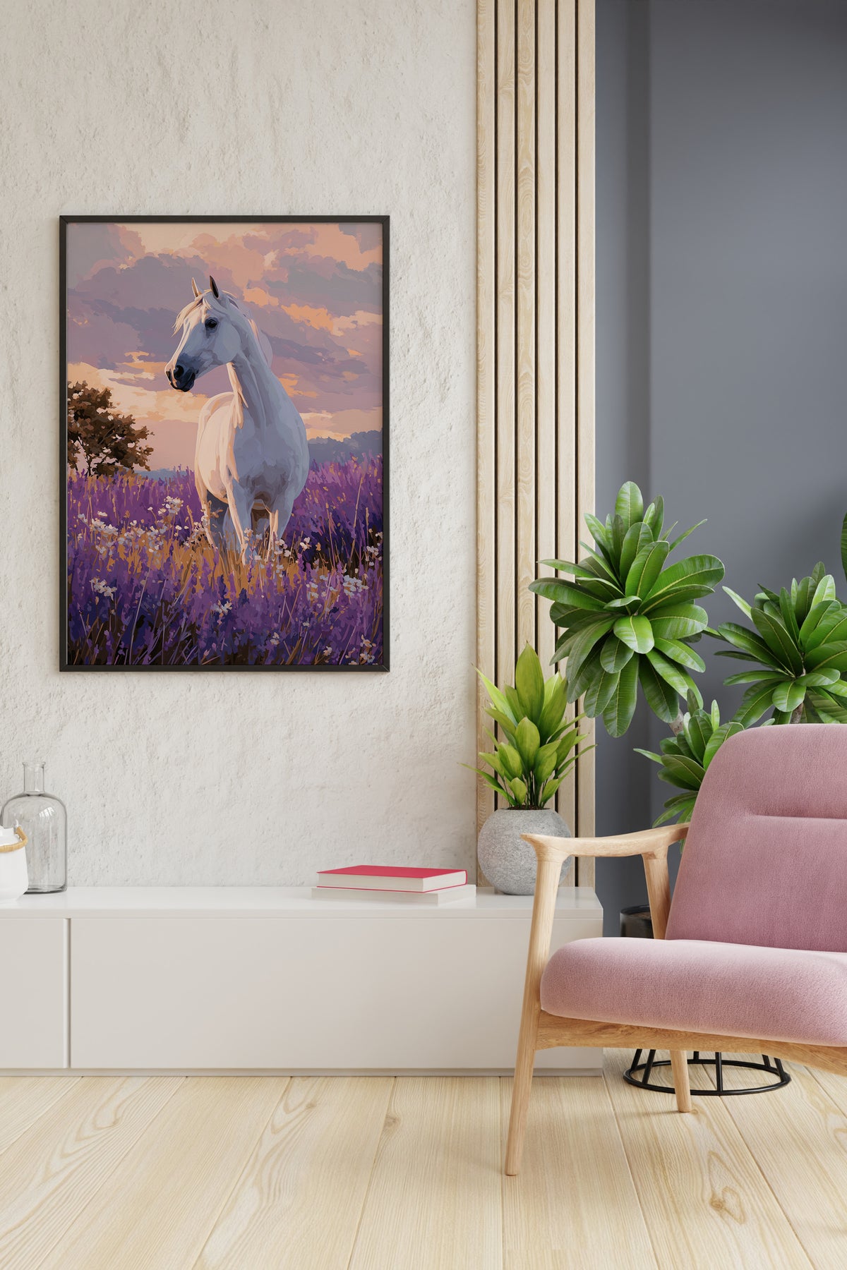 White Stallion in Lavender