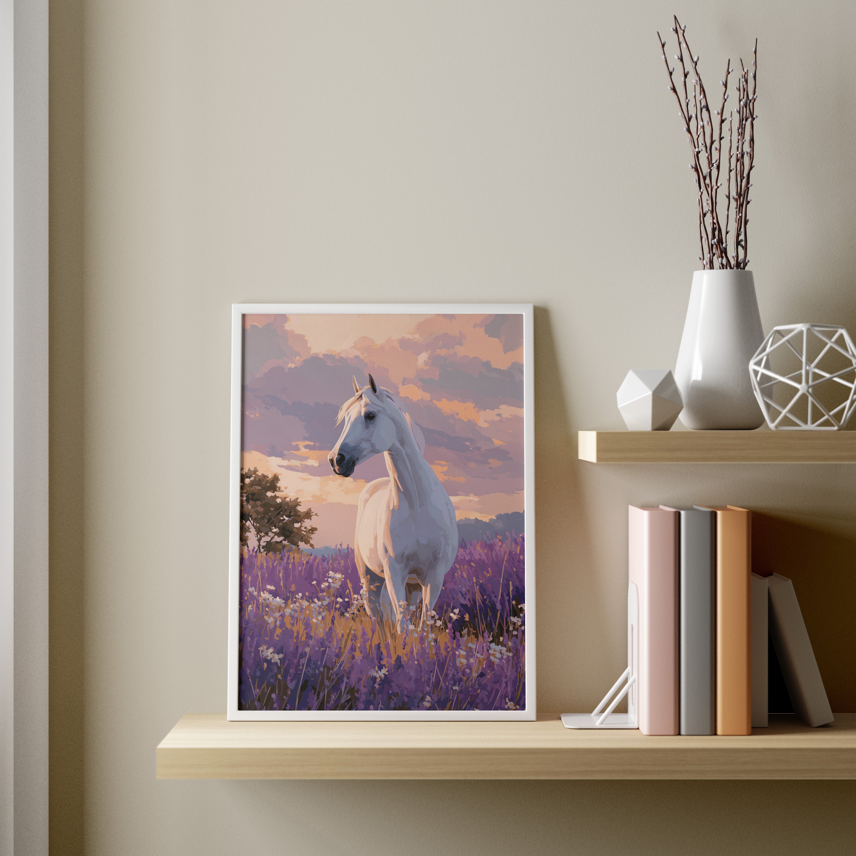 White Stallion in Lavender