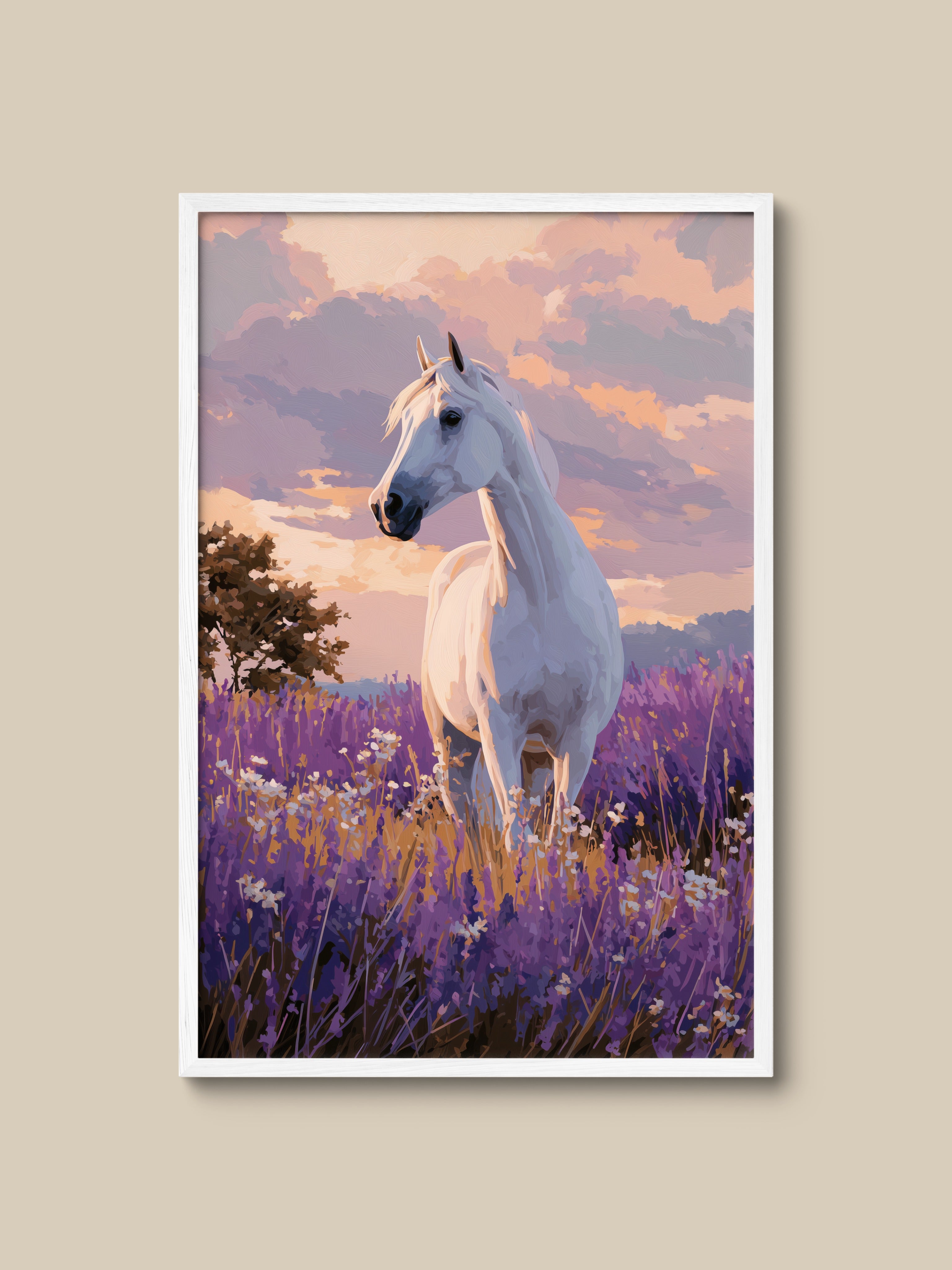 White Stallion in Lavender