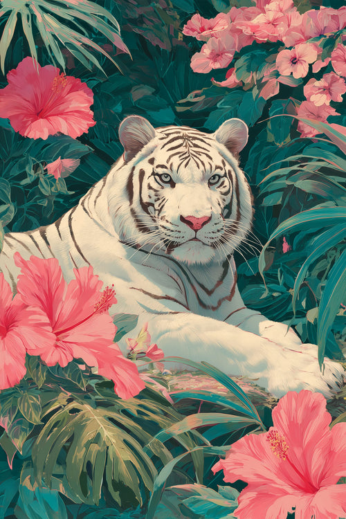 White Tiger in Hibiscus
