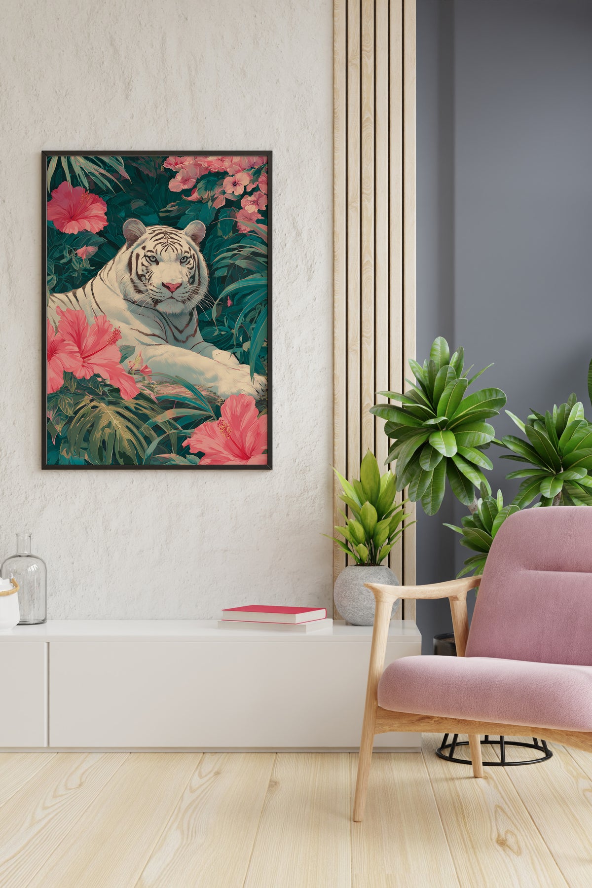 White Tiger in Hibiscus