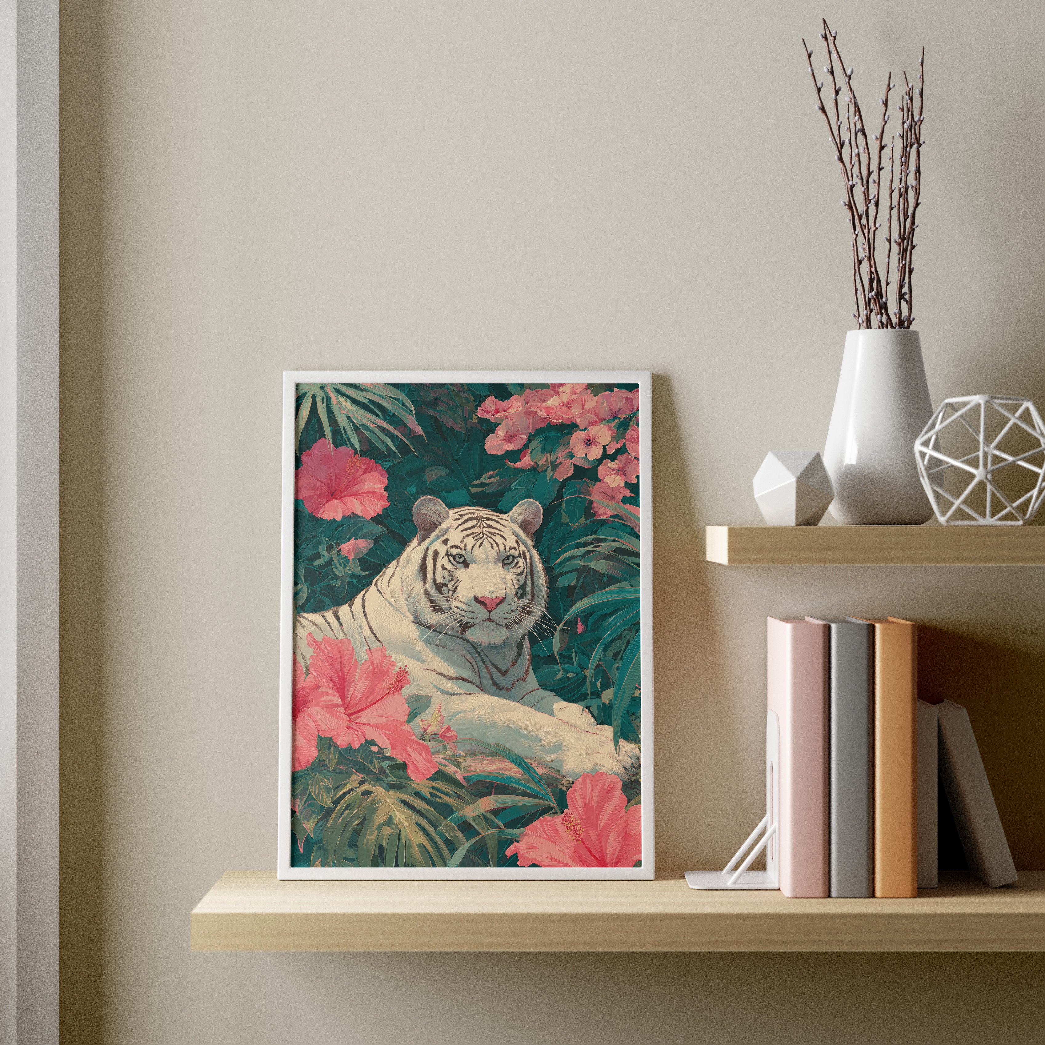White Tiger in Hibiscus