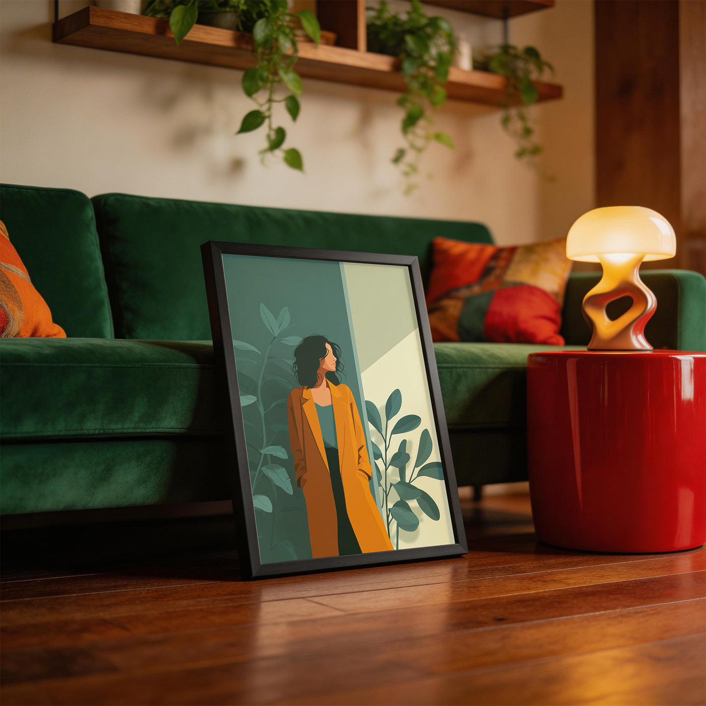 Amber Coat Moment framed on a wall