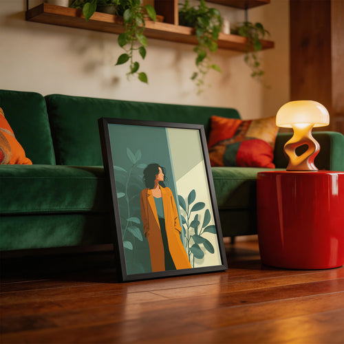 Amber Coat Moment framed on a wall