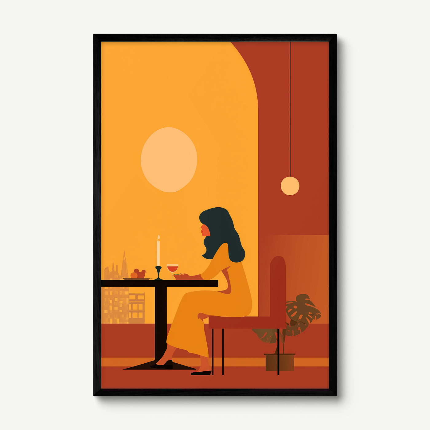 Amber Evening art print in a black frame