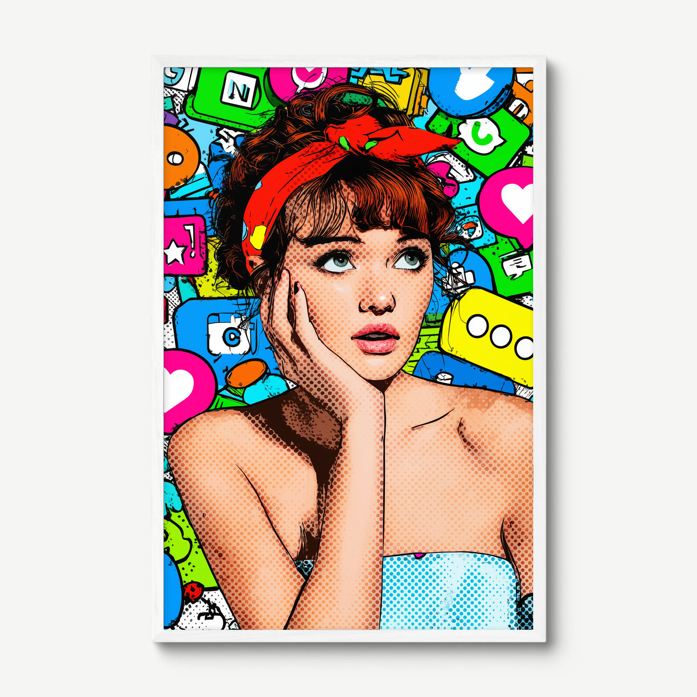 App Overload art print in a white frame