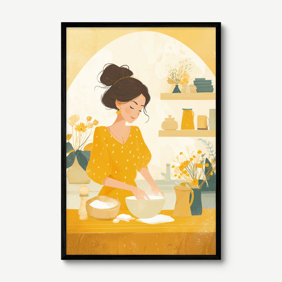 Baking in Sunshine art print in a black frame