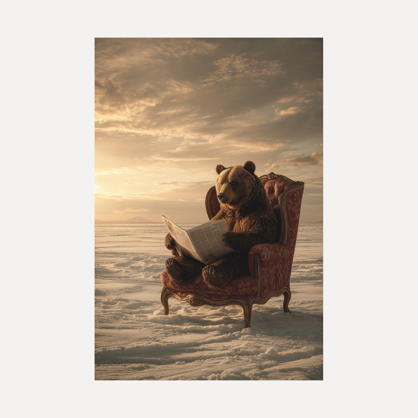 Bear Reads the News unframed art print