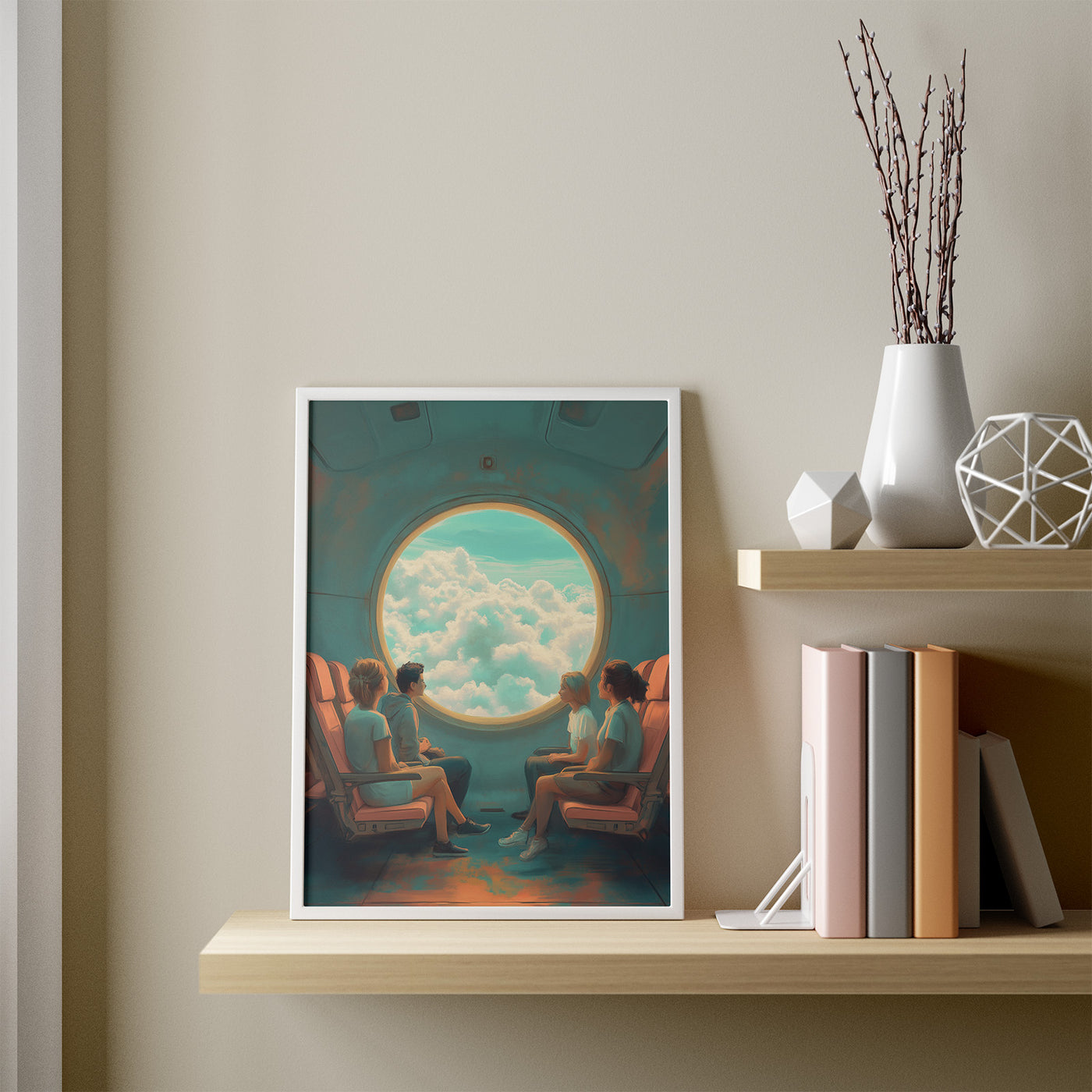 Beyond the Clouds framed in a room