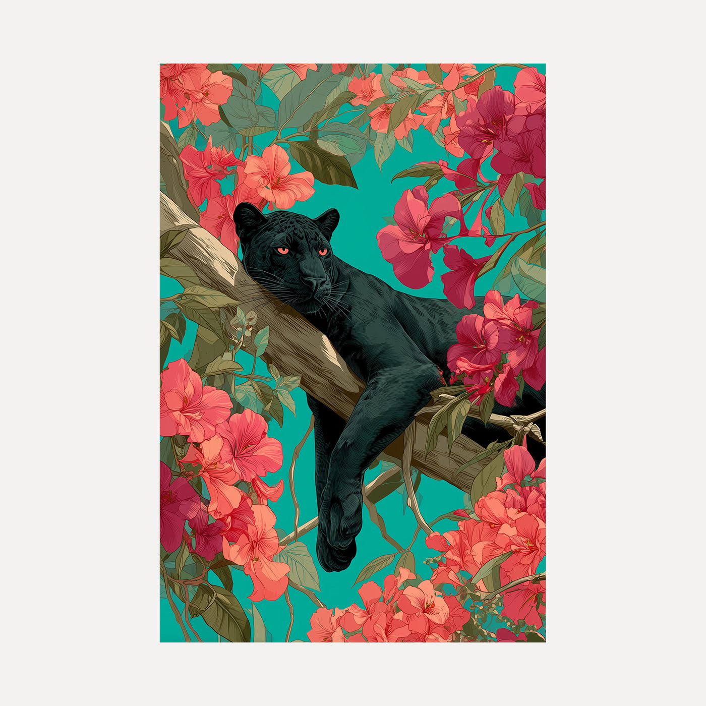 Black Panther in Teal unframed art print