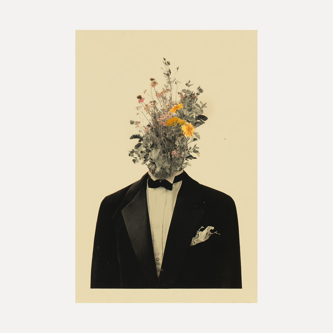 Black Tuxedo, Wild Flowers unframed art print