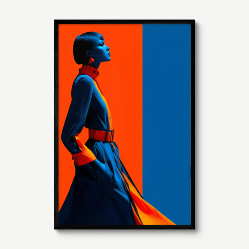 Blue Stance art print in a black frame