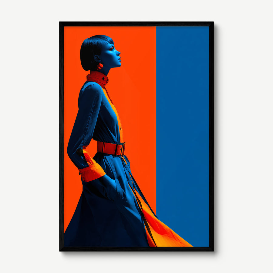 Blue Stance art print in a black frame