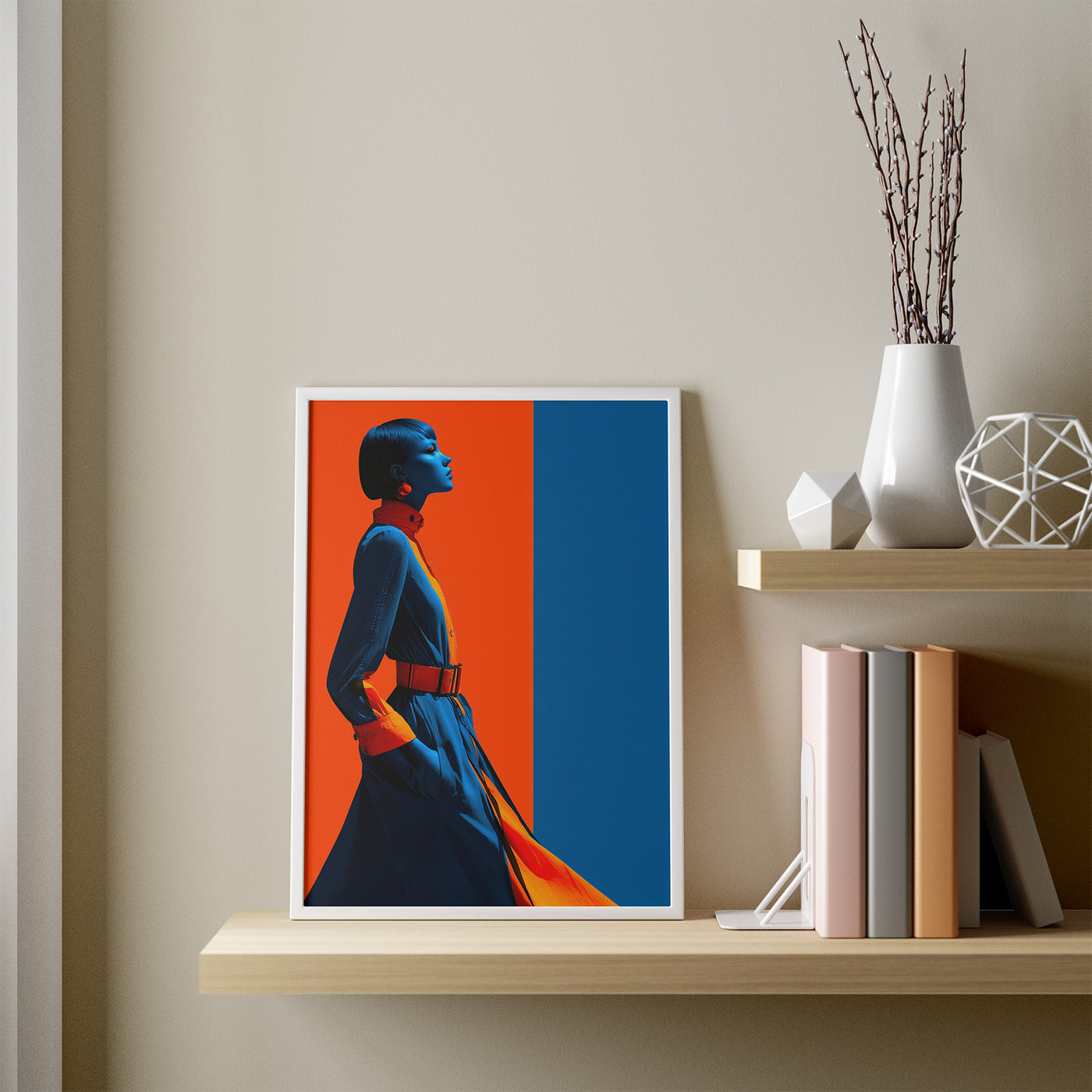 Blue Stance framed in a room
