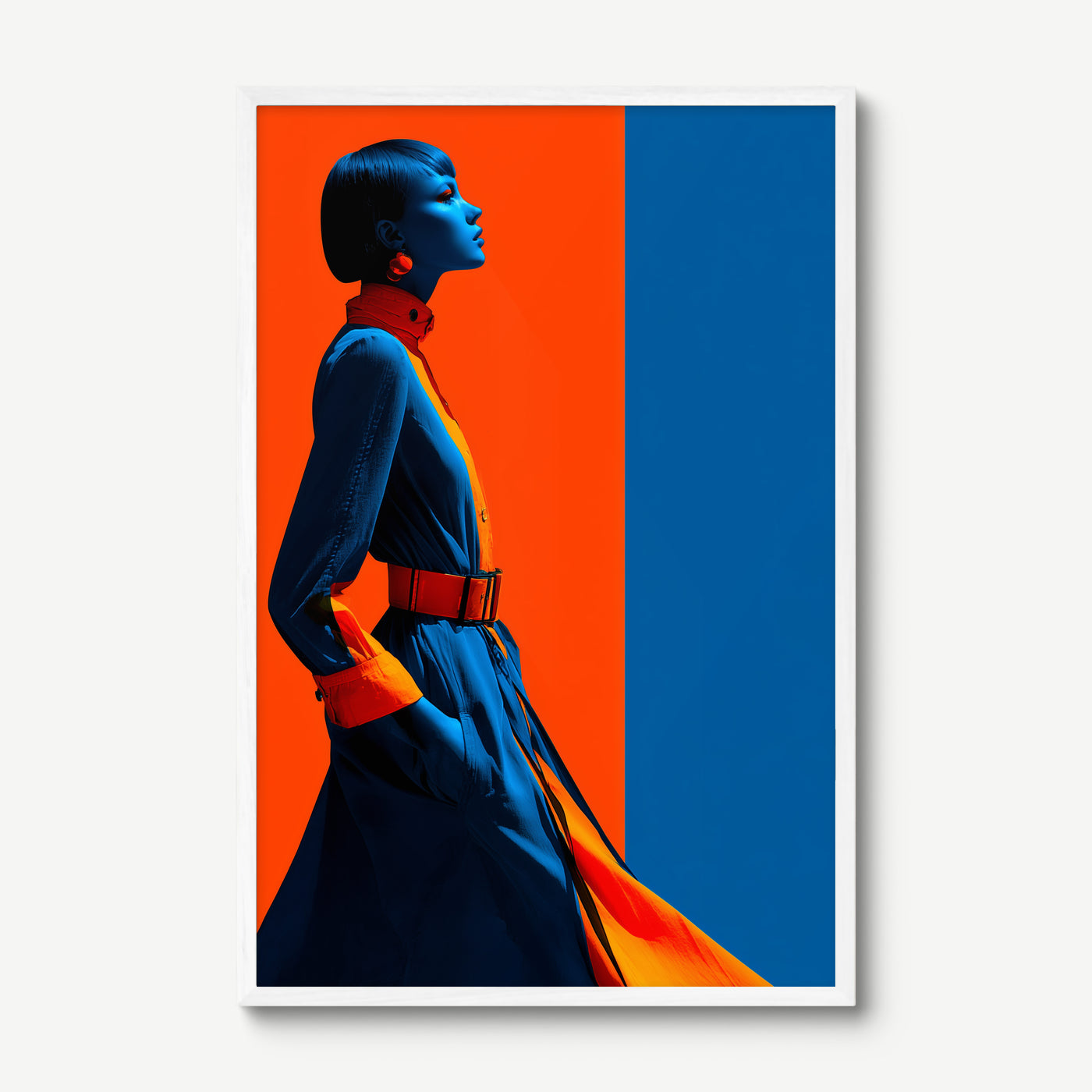 Blue Stance art print in a white frame