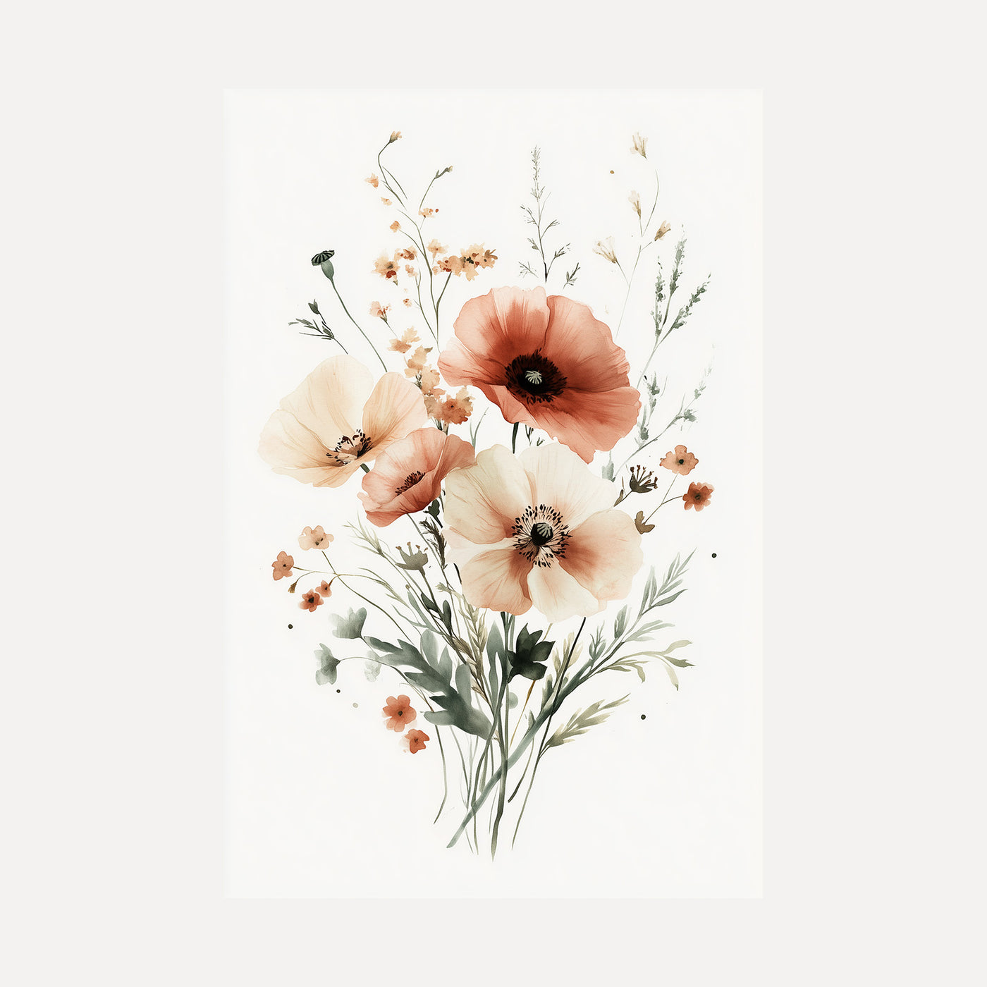 Blush Wildflower Bouquet unframed art print