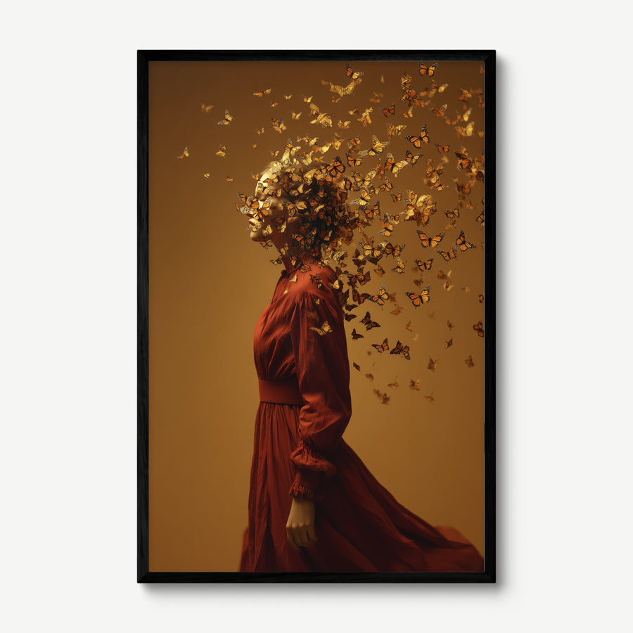 Butterfly Storm art print in a black frame