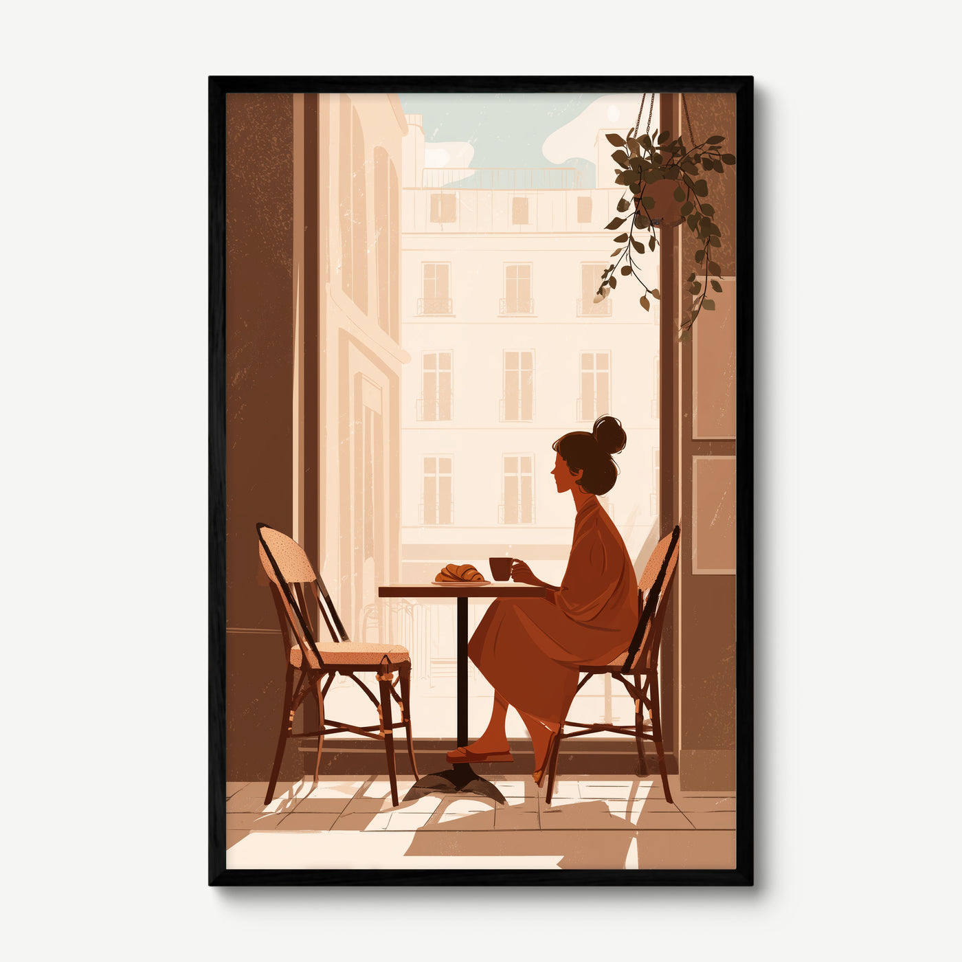 Café Morning Paris art print in a black frame