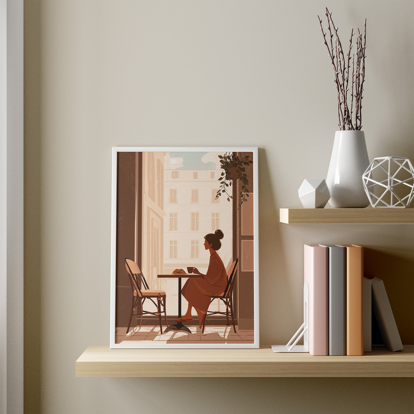 Café Morning Paris framed in a room