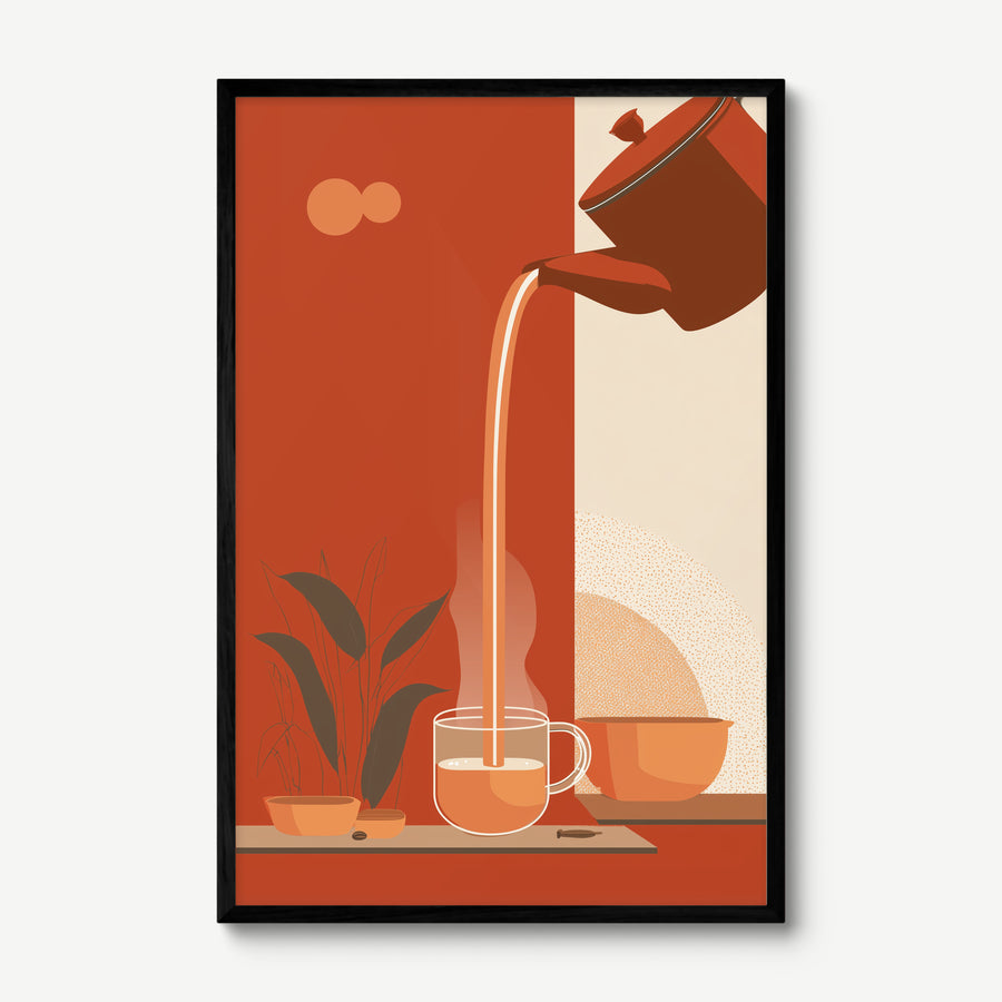 Chai Pour art print in a black frame