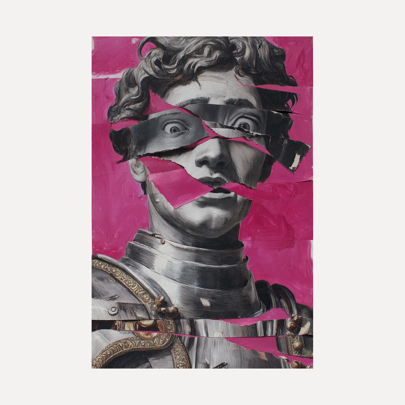 Classical Bust, Torn Pink unframed art print